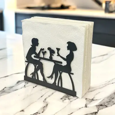 Sohbet Temalı Siyah Metal Peçetelik - 3