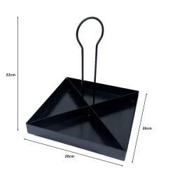 Tek Katlı Dekoratif Metal Siyah Çerezlik, Peynir Sunum Servis Tabağı - Lokumluk, Makaron, Pankek ve Tatlı İçin İdeal - 5