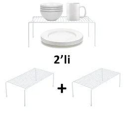 TEL ORGANİZER DOLAP DEPOLAMA RAFI 2'LI SET 22X40CM BEYAZ - 1