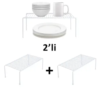 TEL ORGANİZER DOLAP DEPOLAMA RAFI 2'LI SET 22X40CM BEYAZ - 1