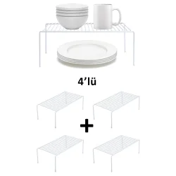 TEL ORGANİZER DOLAP DEPOLAMA RAFI 4'LÜ SET 22X40CM BEYAZ - 3