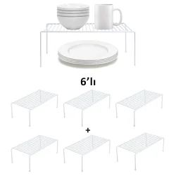 TEL ORGANİZER DOLAP DEPOLAMA RAFI 6'LI SET 22X40CM BEYAZ - 1