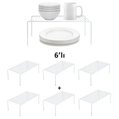 TEL ORGANİZER DOLAP DEPOLAMA RAFI 6'LI SET 22X40CM BEYAZ - 1