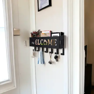 Welcome Temalı Siyah Raflı Anahtarlık - 1