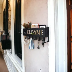 Welcome Temalı Siyah Raflı Anahtarlık - 2