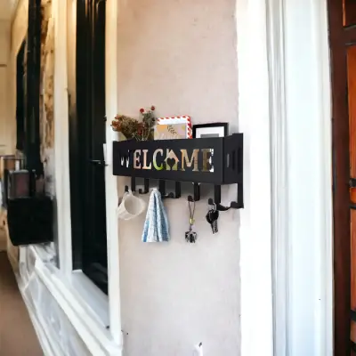 Welcome Temalı Siyah Raflı Anahtarlık - 2