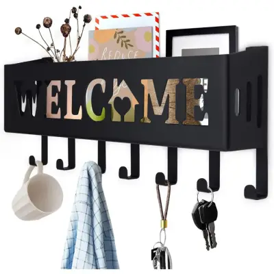 Welcome Temalı Siyah Raflı Anahtarlık - 3